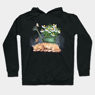 Watercolor Outdoor Sleeping Cat Hoodie